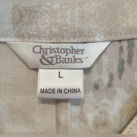 Christopher & Banks Beige Artistic Patterned Top Size Large - Picture 2 of 8